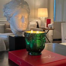 Load image into Gallery viewer, Cleopatra 24k Gold Emerald Green Glass Buddha Royale Candle