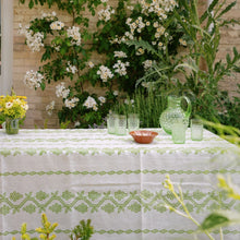 Load image into Gallery viewer, Napa Tablecloth in White & Green