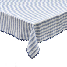 Load image into Gallery viewer, Linea Tablecloth in White & Blue