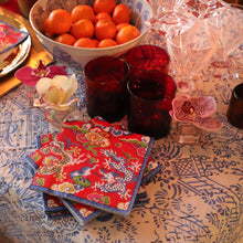 Load image into Gallery viewer, Pagoda Toile Fretwork Reversible Kantha Cloth Tablecloth