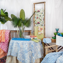 Load image into Gallery viewer, Pagoda Toile Fretwork Reversible Kantha Cloth Tablecloth