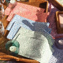 Load image into Gallery viewer, Block Print Leaves Fuchsia Reversible Kantha Cloth Tablecloth