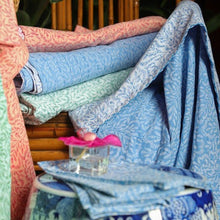 Load image into Gallery viewer, Block Print Leaves Fuchsia Reversible Kantha Cloth Tablecloth