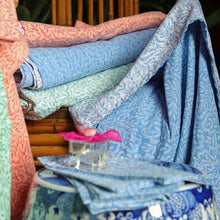 Load image into Gallery viewer, Block Print Leaves Green Reversible Kantha Cloth Tablecloth