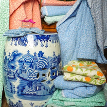 Load image into Gallery viewer, Block Print Leaves Green Reversible Kantha Cloth Tablecloth