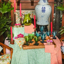 Load image into Gallery viewer, Block Print Leaves Blue Reversible Kantha Cloth Tablecloth