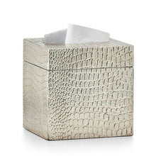 Load image into Gallery viewer, Crocodile Silver Tissue Cover - Maisonette Shop