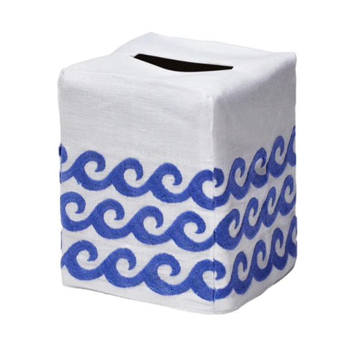 Wave Tissue Box Cover Aqua