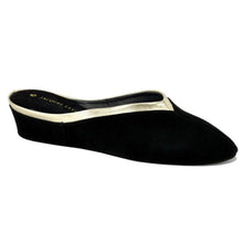 Load image into Gallery viewer, Black with Gold Suede Slippers