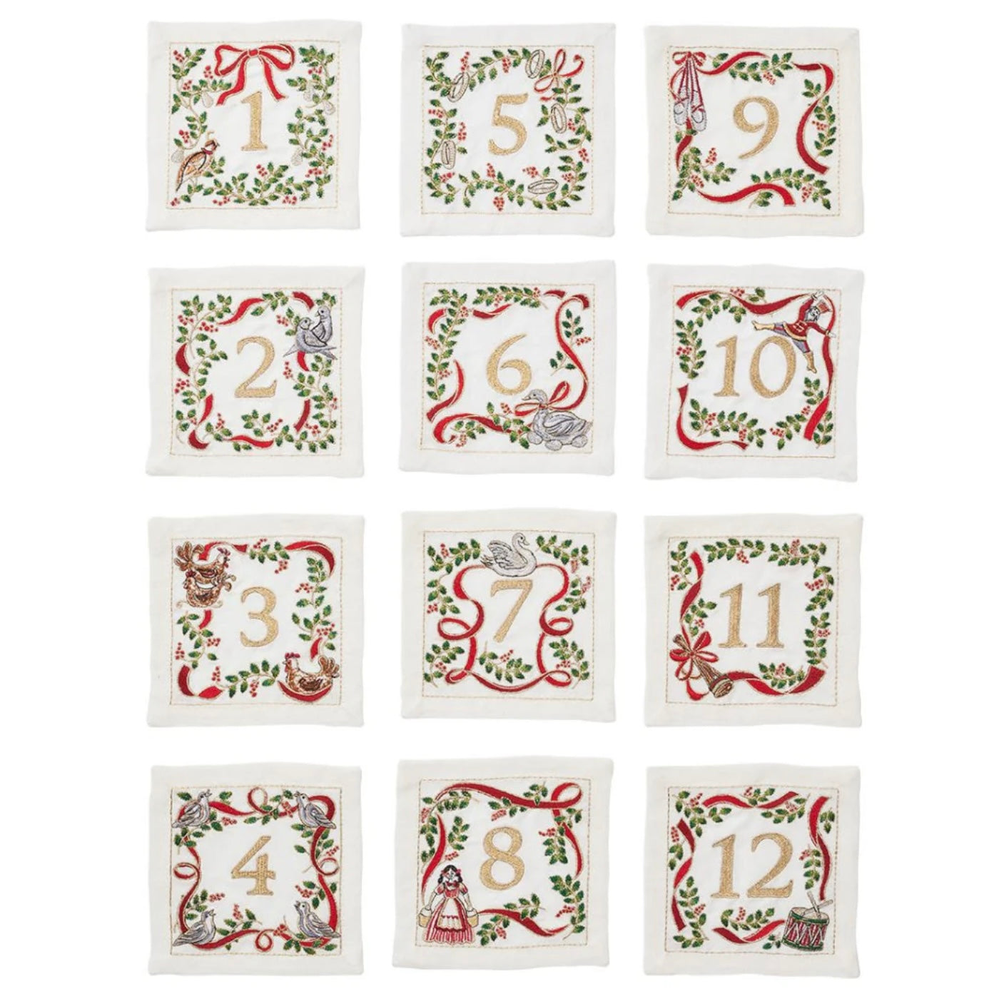 Twelve Days of Christmas Cocktail Napkins Set