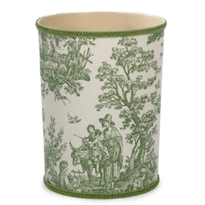 Green Toile Wastebasket