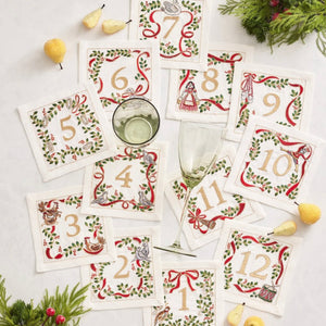 Twelve Days of Christmas Cocktail Napkins Set