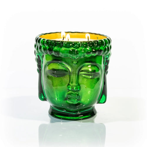 Cleopatra 24k Gold Emerald Green Glass Buddha Royale Candle