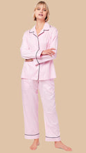 Load image into Gallery viewer, Classic Navy Trim Pink Pajamas