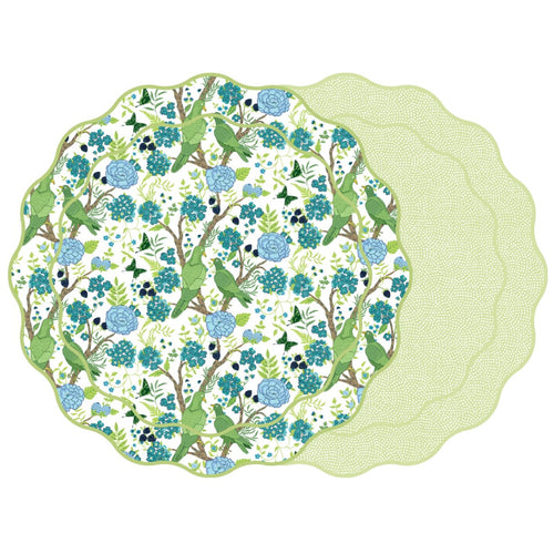 Parakeets Scallop Placemats by Holly Stuart Home