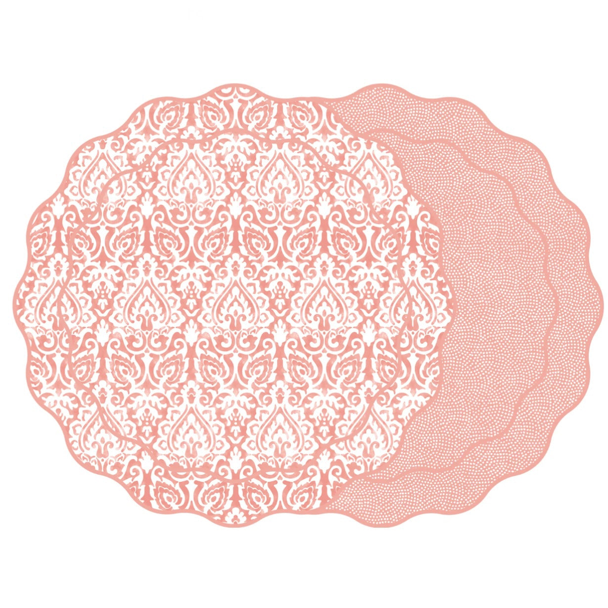Watermelon Damask Scallop Placemats by Holly Stuart Home