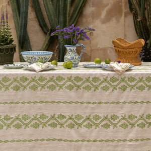 Napa Tablecloth in White & Green