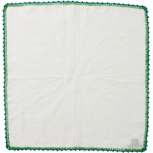 Knotted Edge Napkin in White, Turquoise & Green
