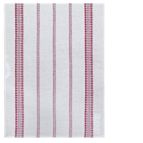 White & Red Stripe Tea Towel