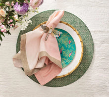 Load image into Gallery viewer, Blush &amp; Gold Dip Dyed Linen Napkin