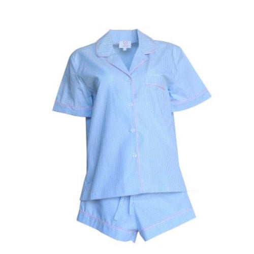 Short Blue Gingham Pajamas - Maisonette Shop