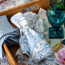 Load image into Gallery viewer, Pagoda Toile Cloth Dinner Napkins in Blue - Set of 4
