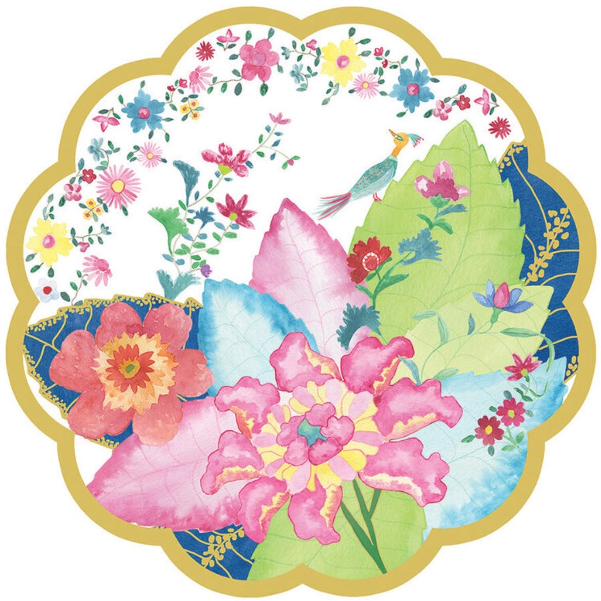Tobacco Leaf Round Scalloped Placemats