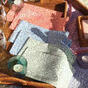 Block Print Leaves Fuchsia Reversible Kantha Cloth Tablecloth