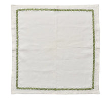 Load image into Gallery viewer, Jardin Green White Linen Napkin
