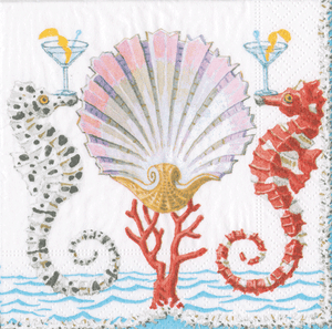 Seahorses and Shell Boxed Paper Cocktail Napkins - Maisonette Shop