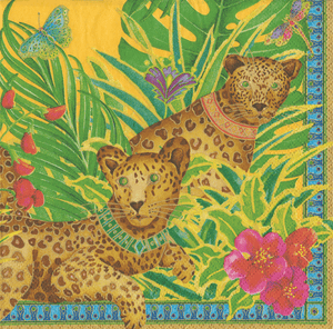 Leopards Yellow Boxed Paper Cocktail Napkins - Maisonette Shop