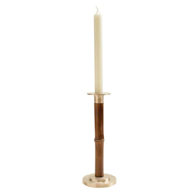 Large Bamboo Candlestick in Medium Brown
