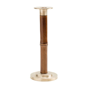 Large Bamboo Candlestick in Medium Brown
