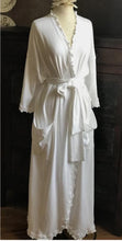 Load image into Gallery viewer, Long Wrap Robe White Cotton Interlock - Maisonette Shop