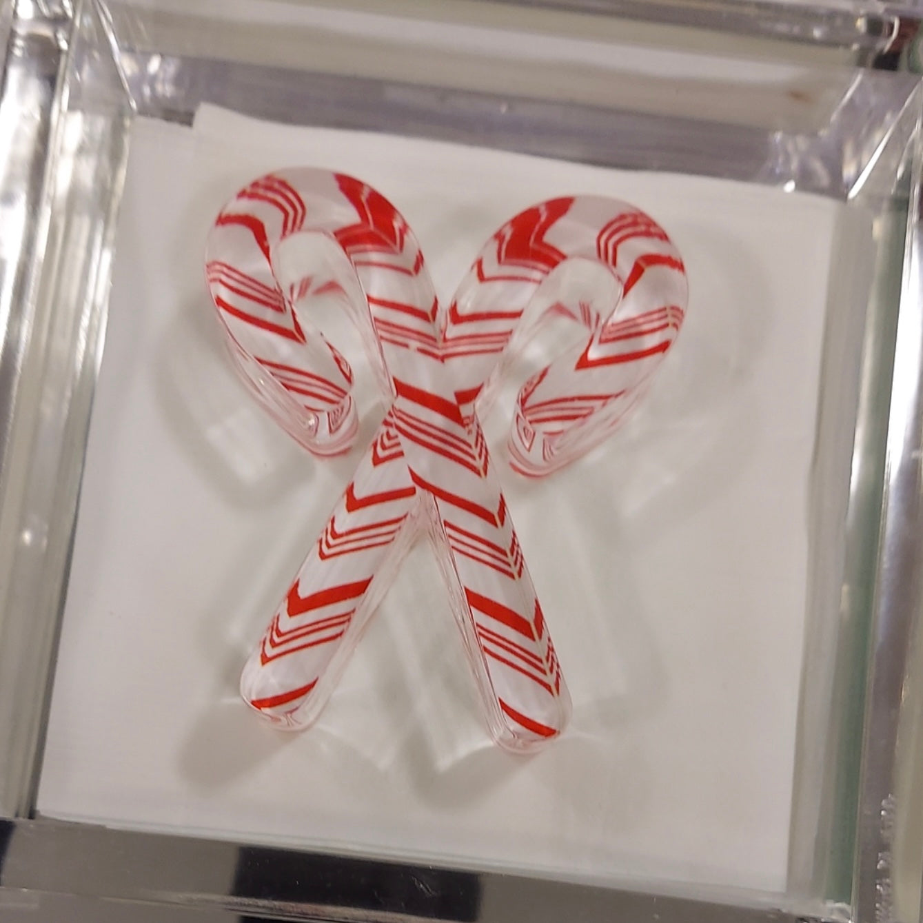 Candy Canes Acrylic Cocktail Napkin Holder & Weight
