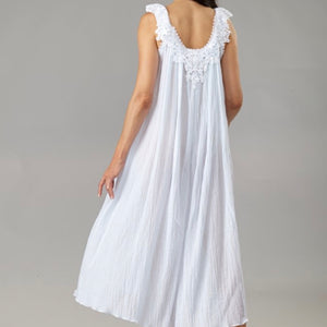 Francesca Cotton Gown with Venice Lace - Maisonette Shop
