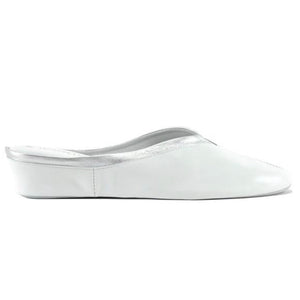 White with Silver Leather Slippers