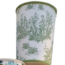 Load image into Gallery viewer, Green Toile Wastebasket