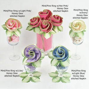 Bouquet Napkin Ring Mint/Pine--Set of 4