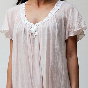 Brigitte Cotton Gown with Lace - Maisonette Shop