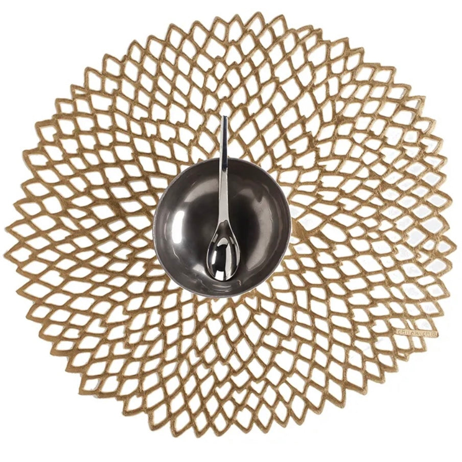 Dahlia Round Brass Placemat by Chilewich
