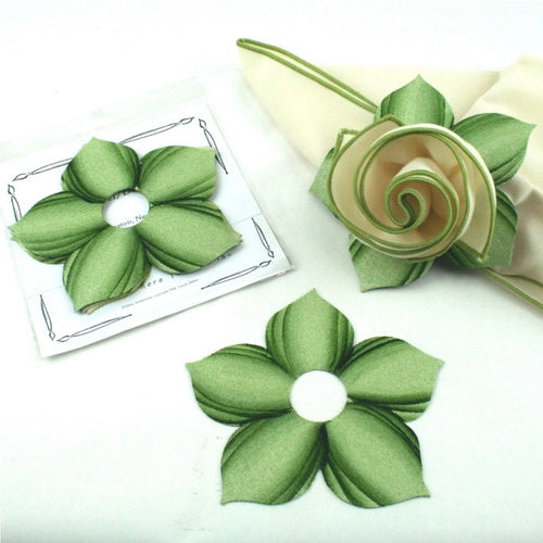 Bouquet Napkin Ring Mint/Pine--Set of 4