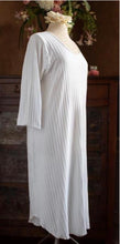 Load image into Gallery viewer, White Shadow Stripe Knit 3/4 Sleeve Nightgown - Maisonette Shop