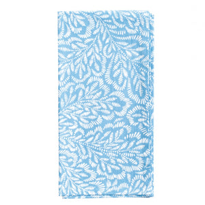 Block Print Leaves Blue/White Cloth Dinner Napkins - Set of 4