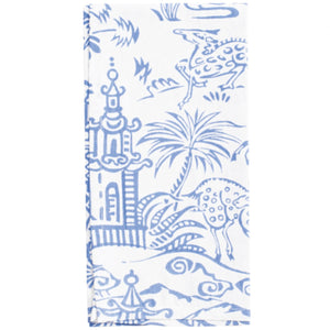 Pagoda Toile Cloth Dinner Napkins in Blue - Set of 4