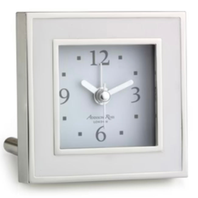 Square Silver & White Alarm Clock