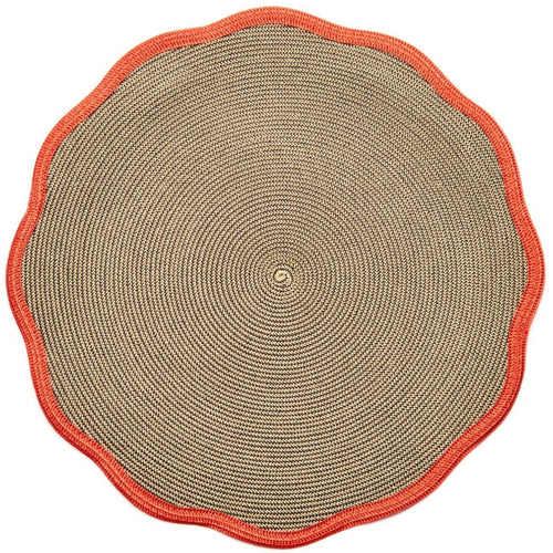 Autumn Terracotta Border Scallop Braided Placemat